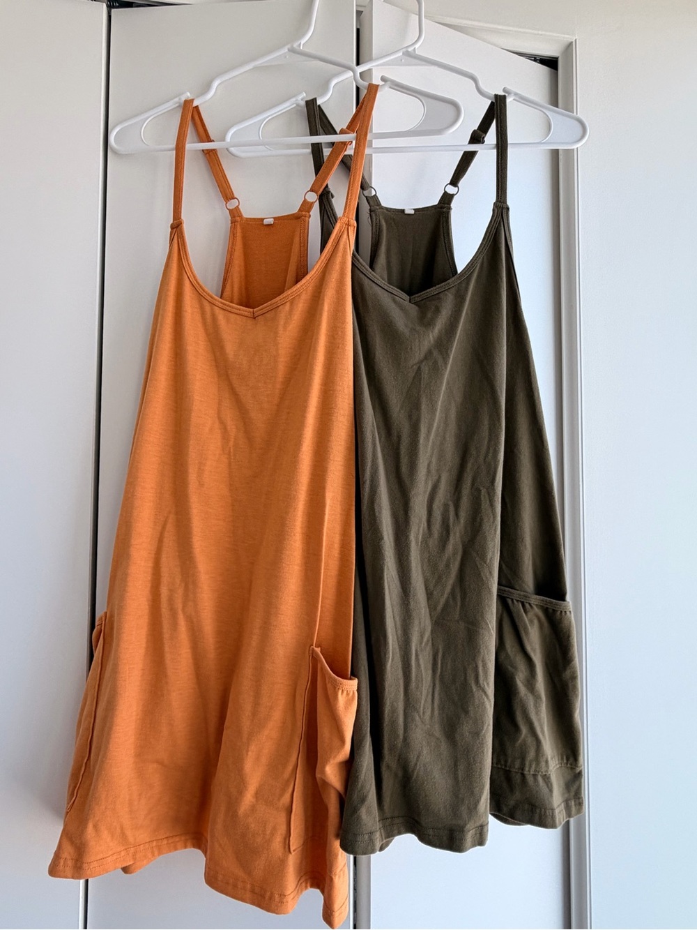 Casual Pocket Sundress with Built-In Shorts in Burnt Orange and Olive bundle